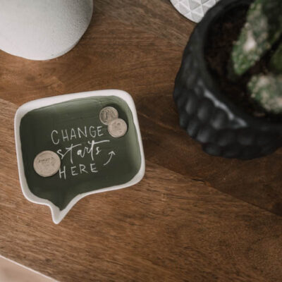 Cute little change dish made from a dollar tree find