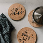 Punny Cork Coasters... DIY from the dollar store! Such a fun gift idea!