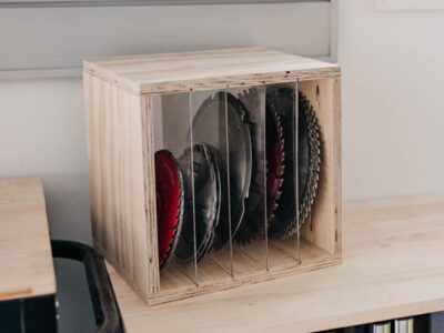 DIY Sawblade Storage box with acrylic dividers