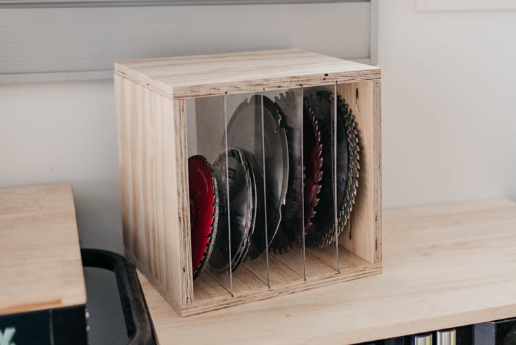 DIY Sawblade Storage box with acrylic dividers