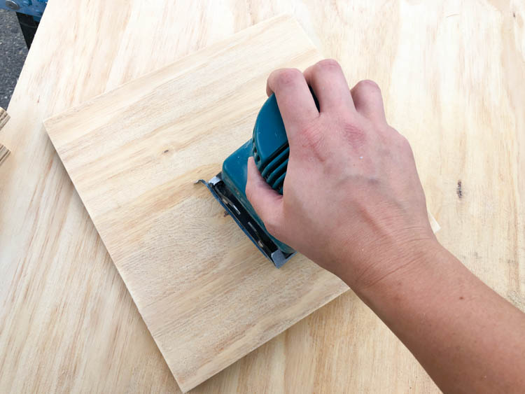 Sand plywood before assembling the DIY saw blade storage box