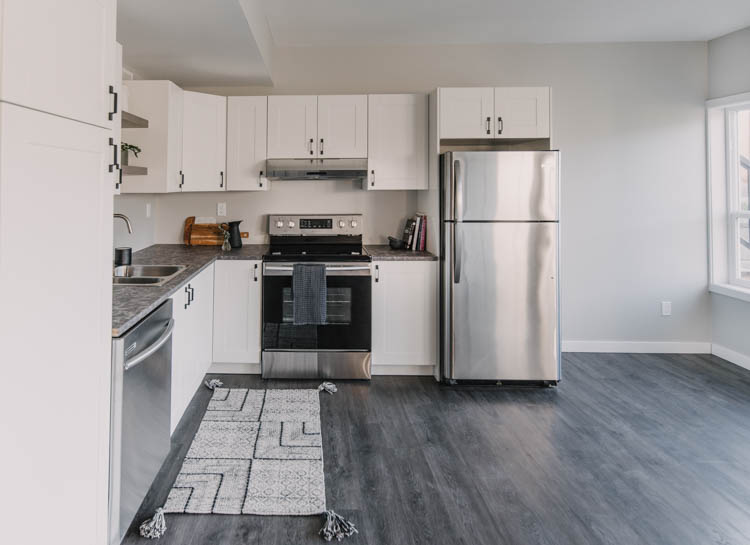 Modern and bright basement kitchen 