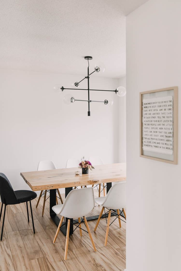 simple white dining room for fall