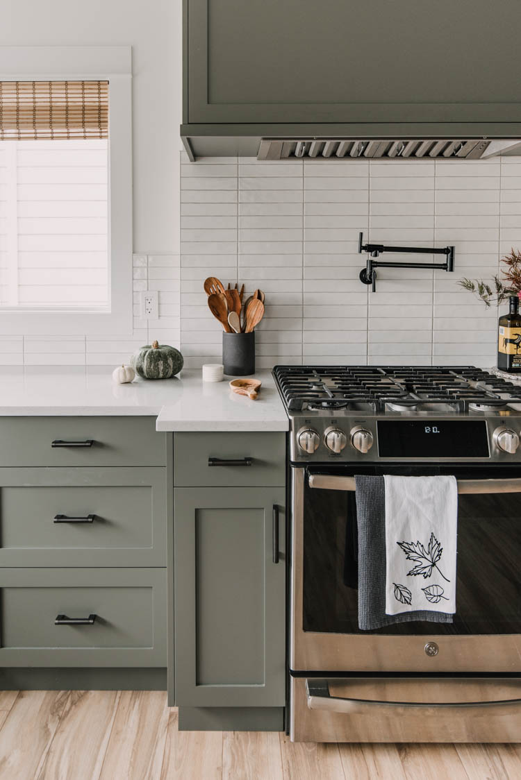 Fall home tour with simple modern decor for autumn in the kitchen
