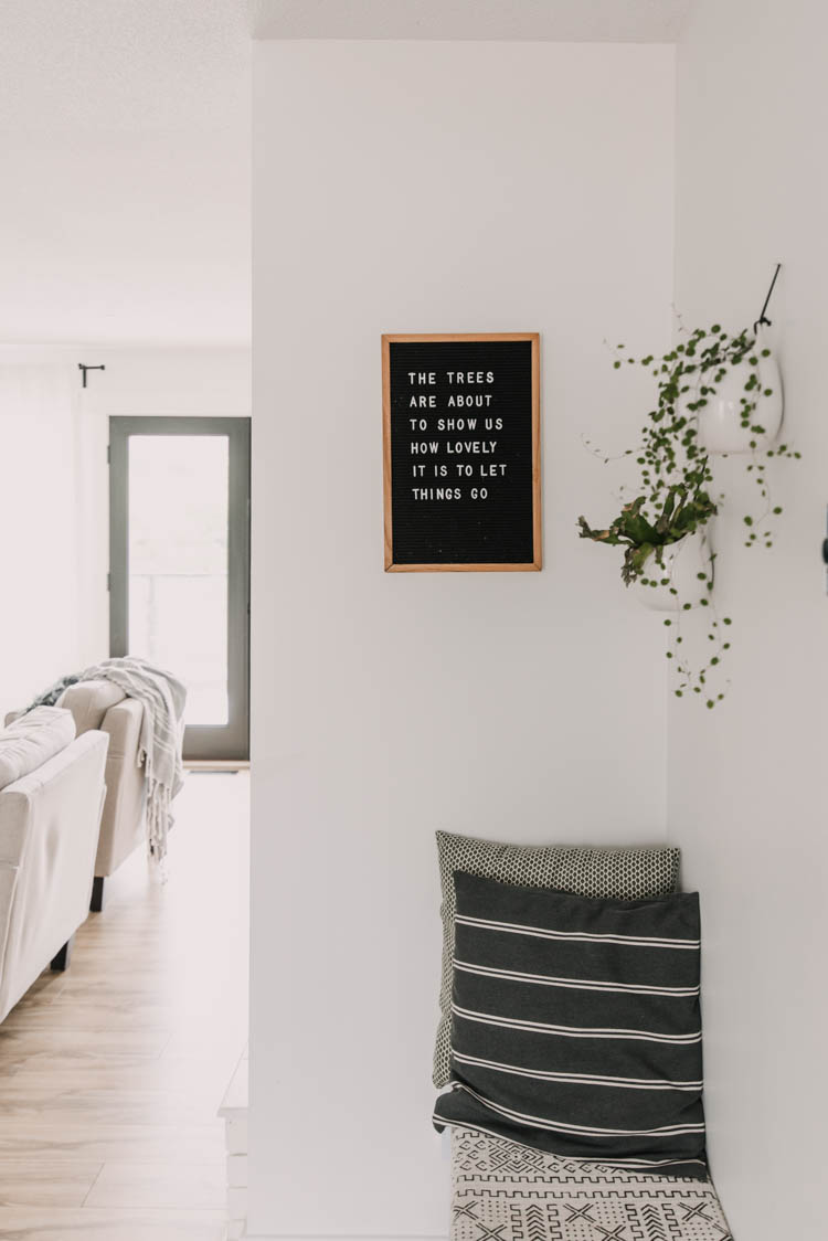 The trees are about to show us how beautiful it is to let go. Letterboard quote in this fall home tour