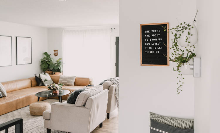 The trees are about to show us how beautiful it is to let go. Letterboard quote in this fall home tour