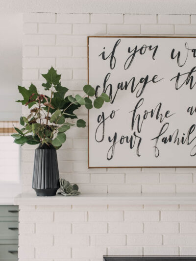 Simple fall foliage arrangement for autumn mantel decor!