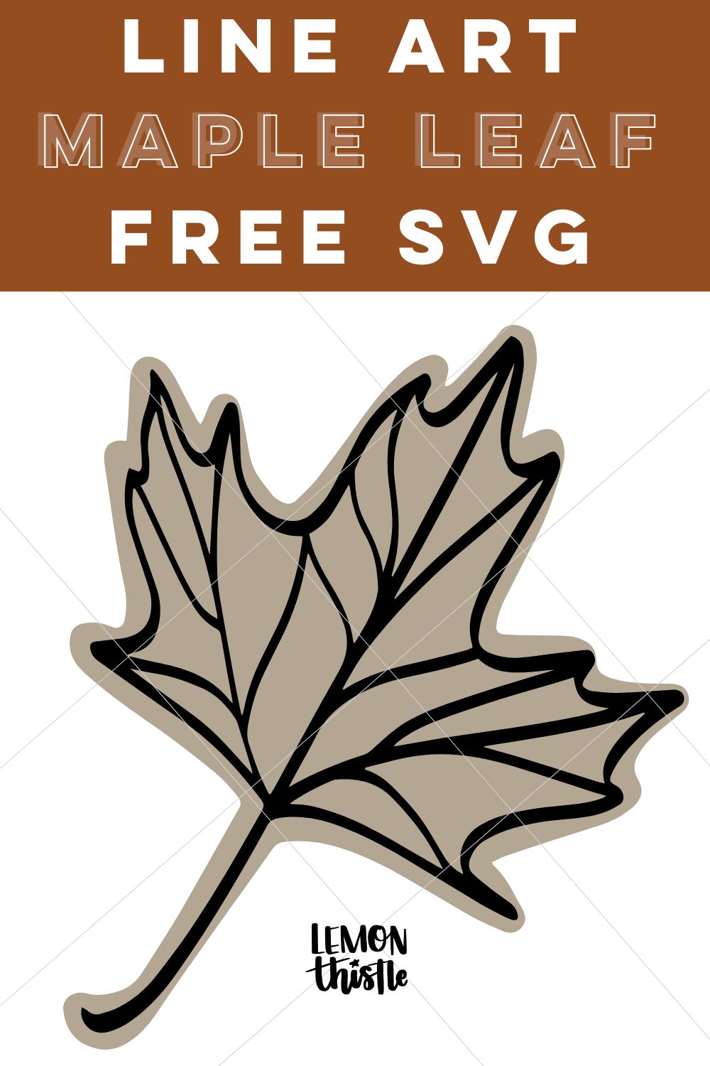 Free maple leaf line art SVG file (design large with grid lines over and title text)