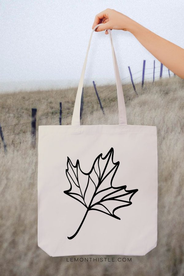 maple leaf line art tote