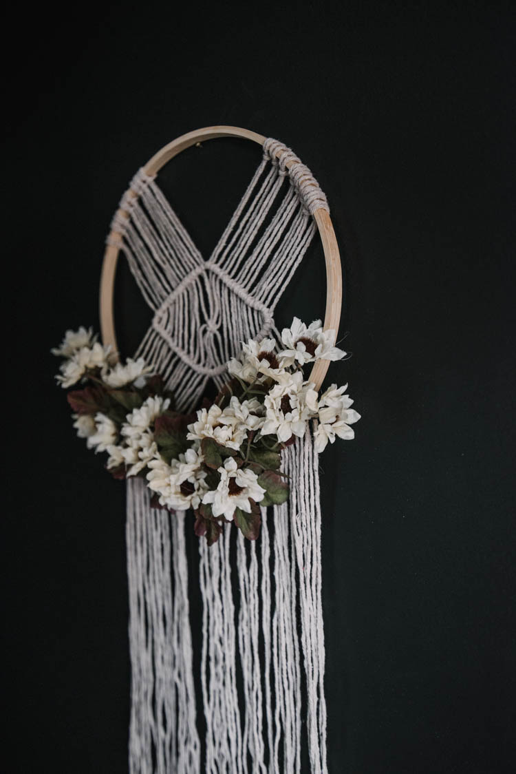 DIY Macrame Hoop from dollar store supplies