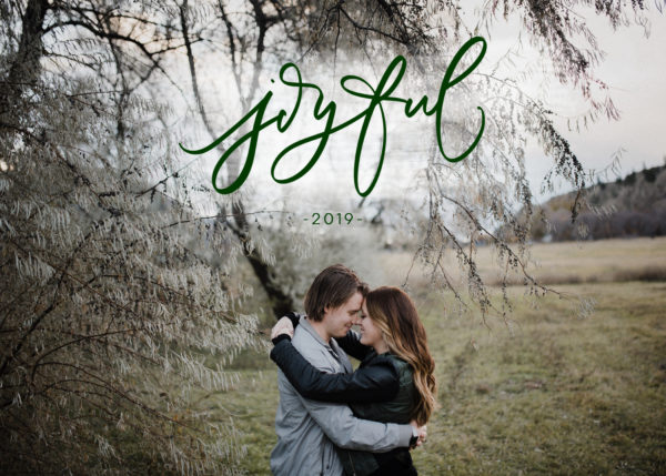 joyful 2019 handlettered card design (download)