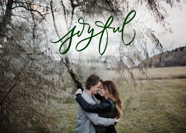 joyful 2019 handlettered card design (download)