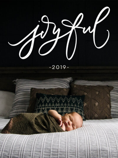 joyful 2019 handlettered card design (download)