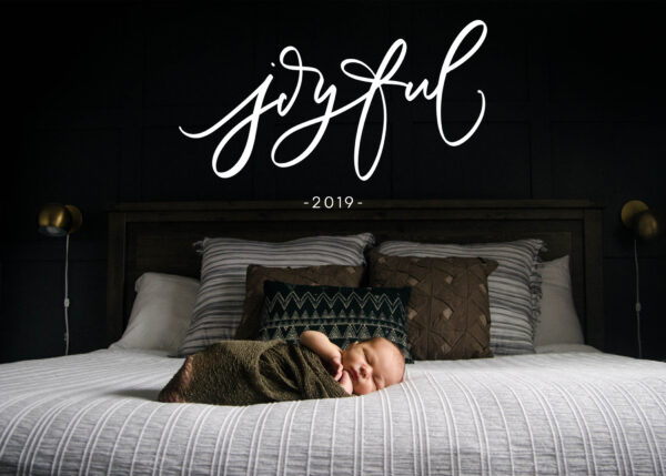 joyful 2019 handlettered card design (download)