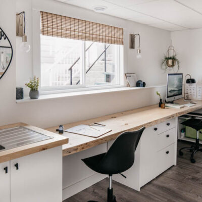 Office layout for a long narrow room