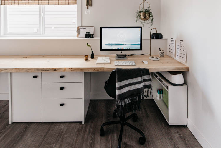DIY Office Reveal (live edge desk!) with lots of craft storage (like that cricut cart!)