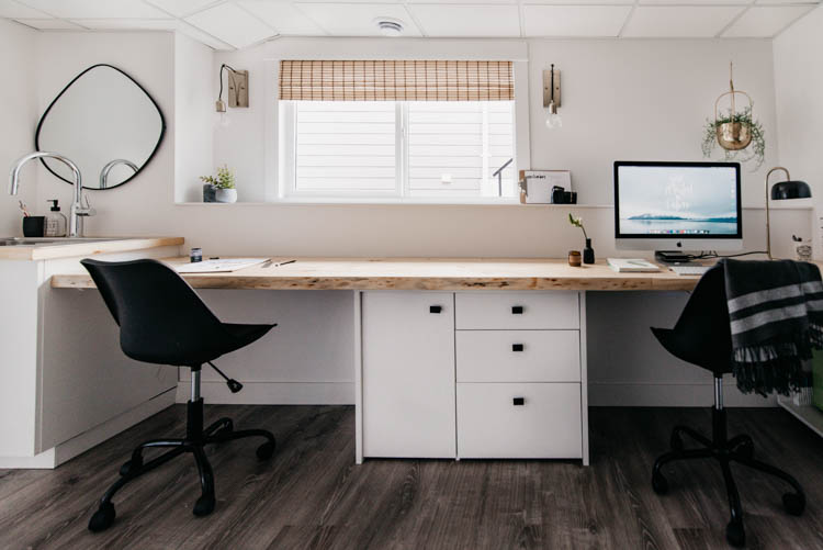 DIY Dream desk- wall to wall live edge