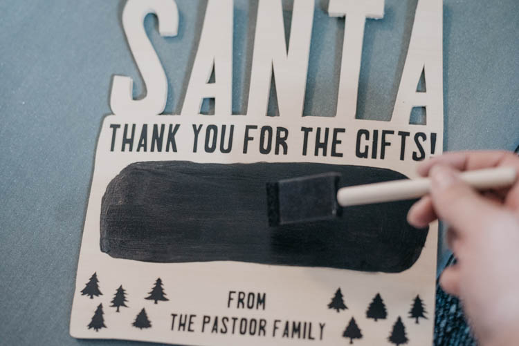 Adding chalkboard paint so kids can write a little note for santa on christmas eve