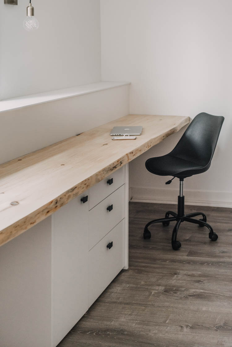 DIY Wall to Wall Desk... and the easiest live edge tabletop!