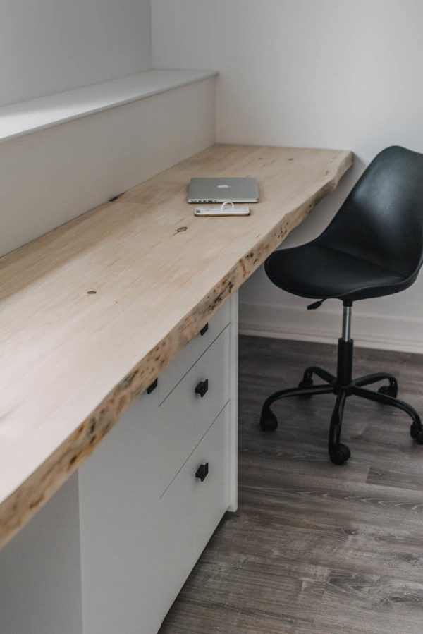 DIY Wall to Wall Desk (+ Easy Live Edge!) Lemon Thistle
