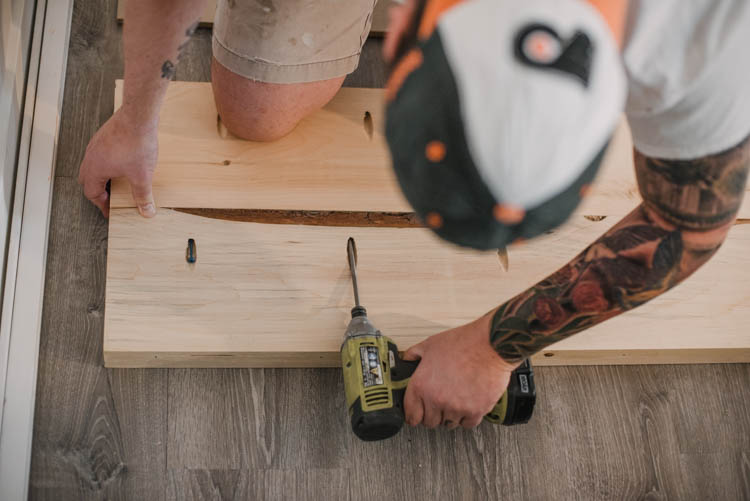 Using pocket holes to attach boards for a live edge table top