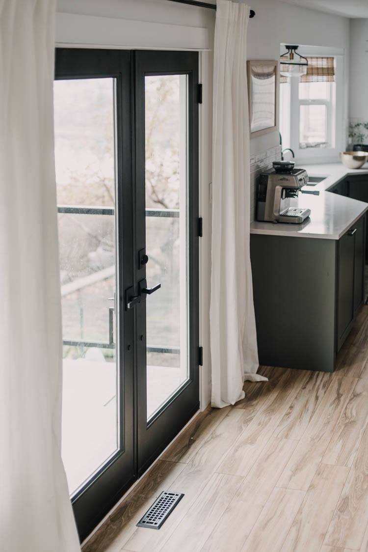 French door double handles- black hardware for the french doors is beautiful