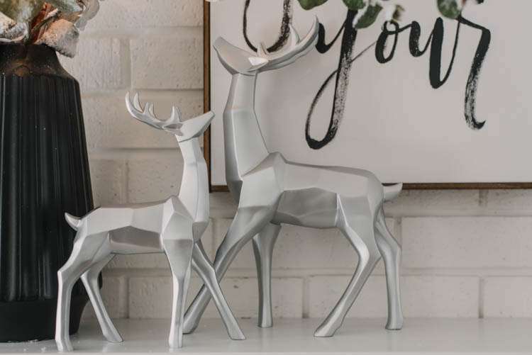 Geometric Silver Reindeer for a modern christmas mantel