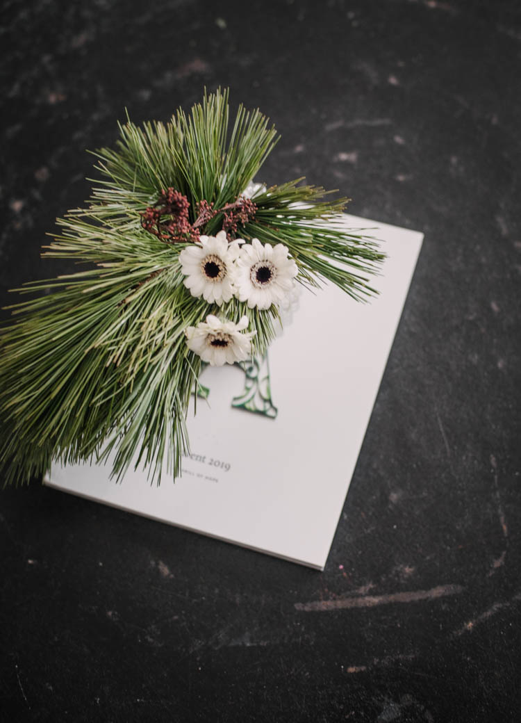Simple winter floral arrangement