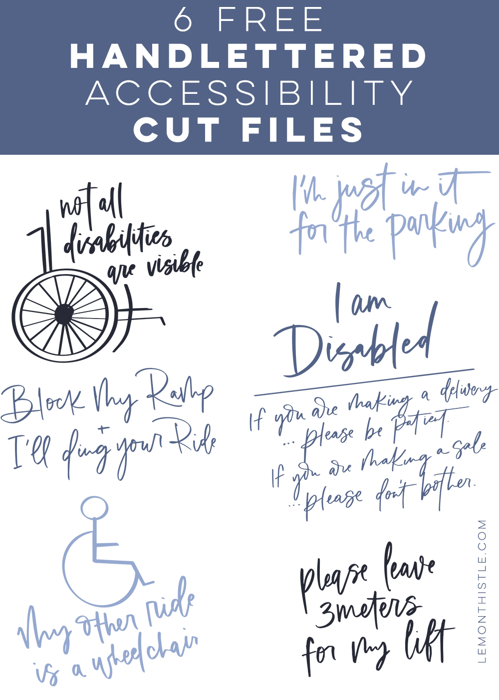 6 Free Accessibility SVGs- these hand lettered designs are so cute!