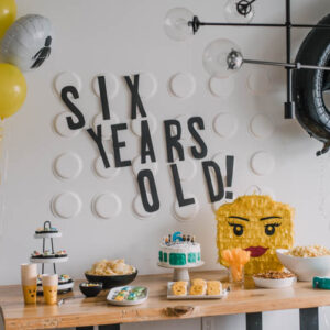 Modern LEGO themed birthday party for twins