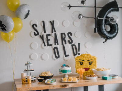 Modern LEGO themed birthday party for twins
