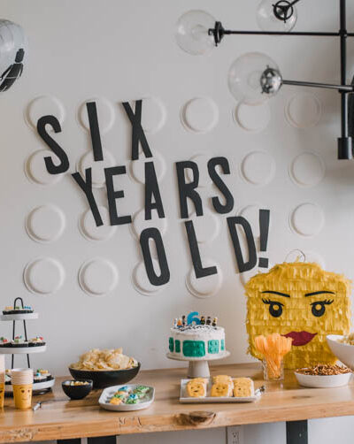 Modern LEGO themed birthday party for twins