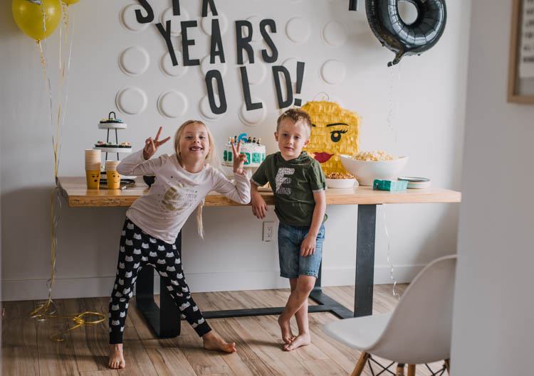 Modern LEGO themed birthday party for twins