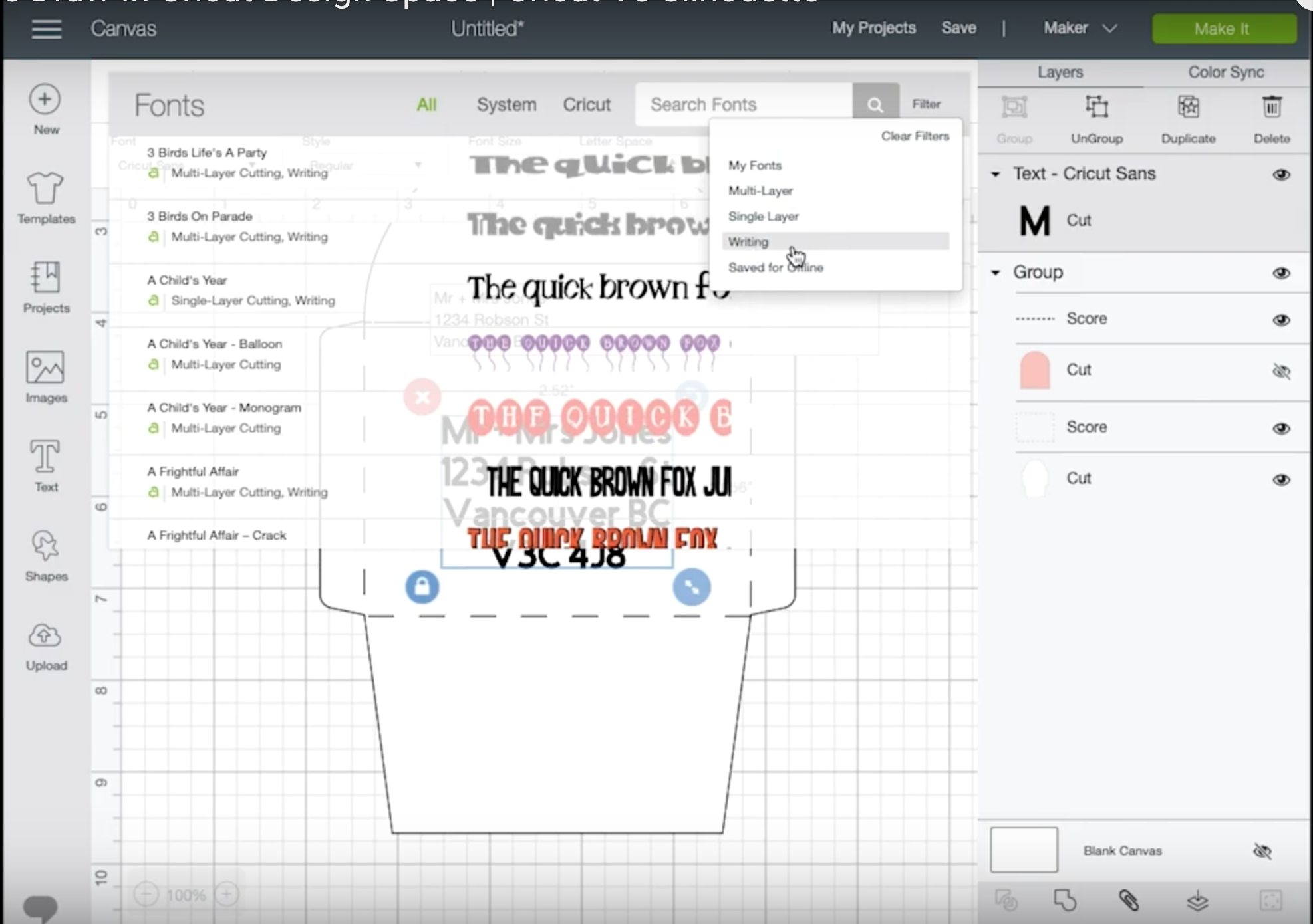 Which fonts can you use with the cricut draw tool