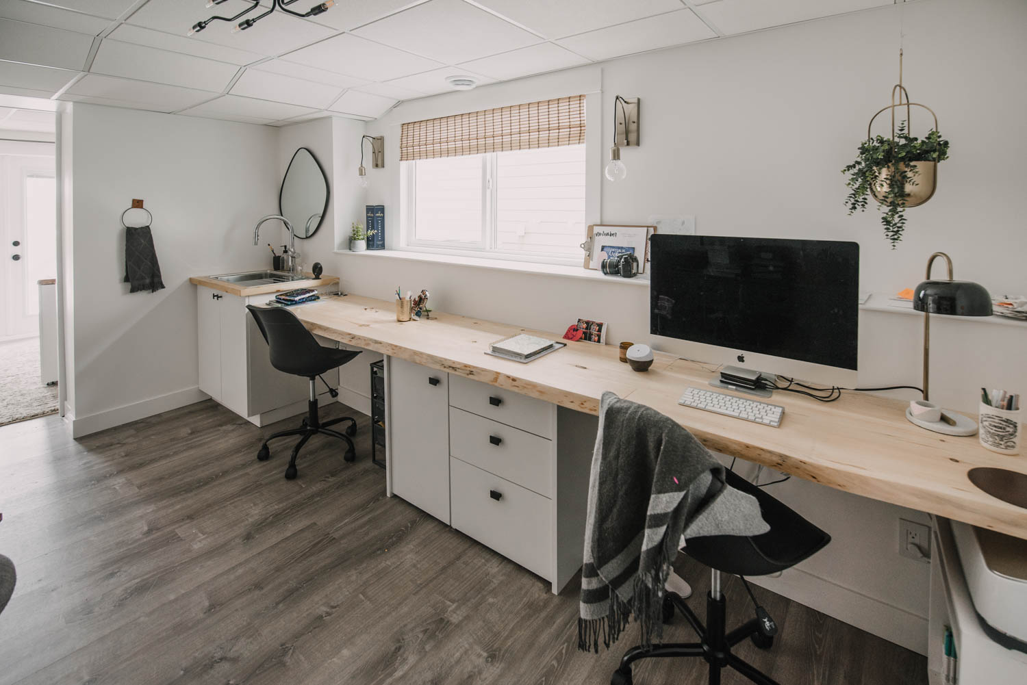 Basement Office Space with room for kids to do homework while mom works