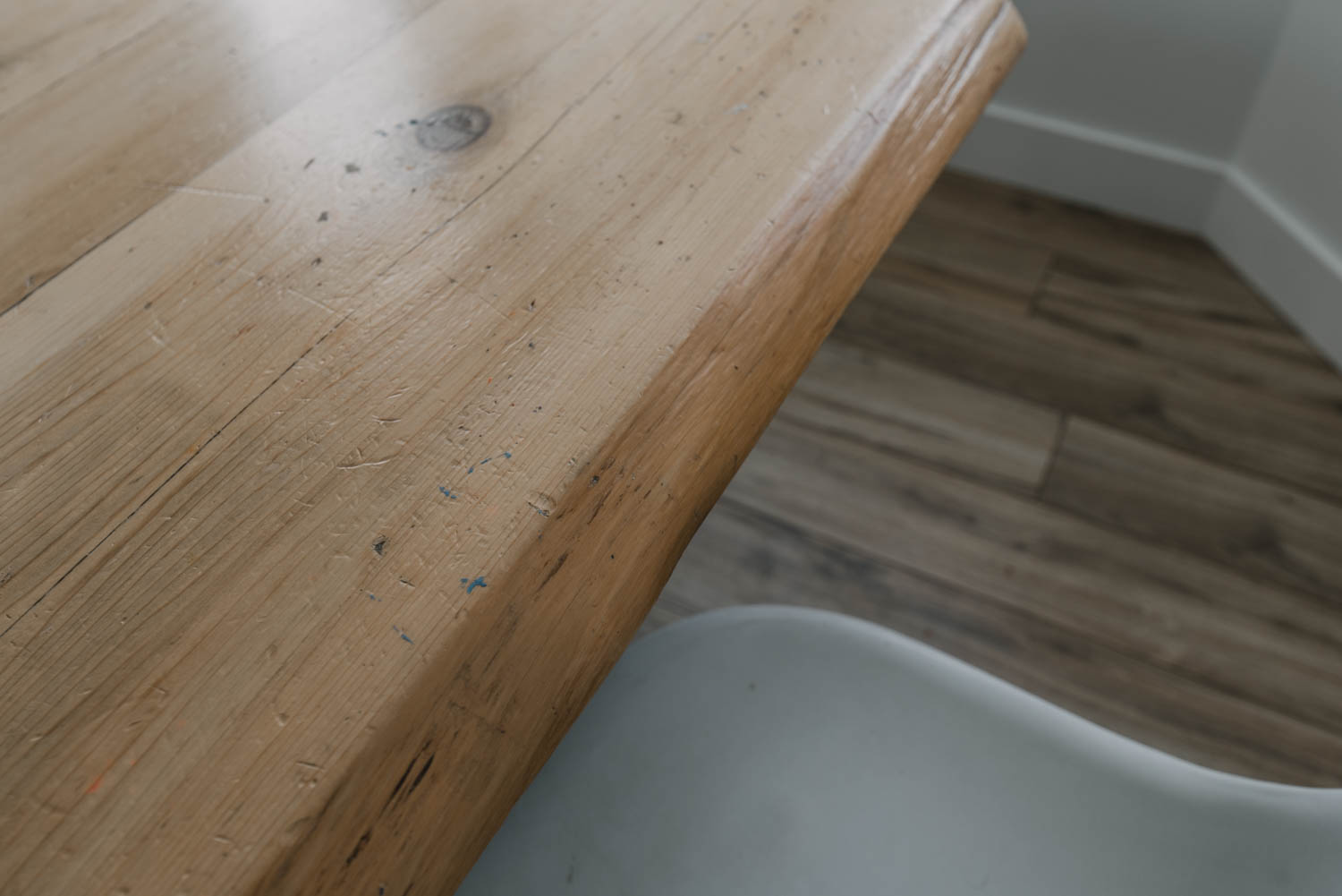 Soft Wood Live Edge Table before Refinishing