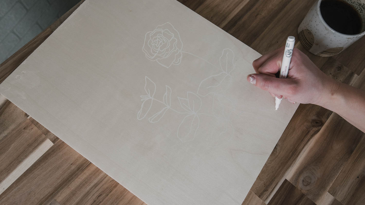 Simple spring decor from the dollar store- modern line art florals