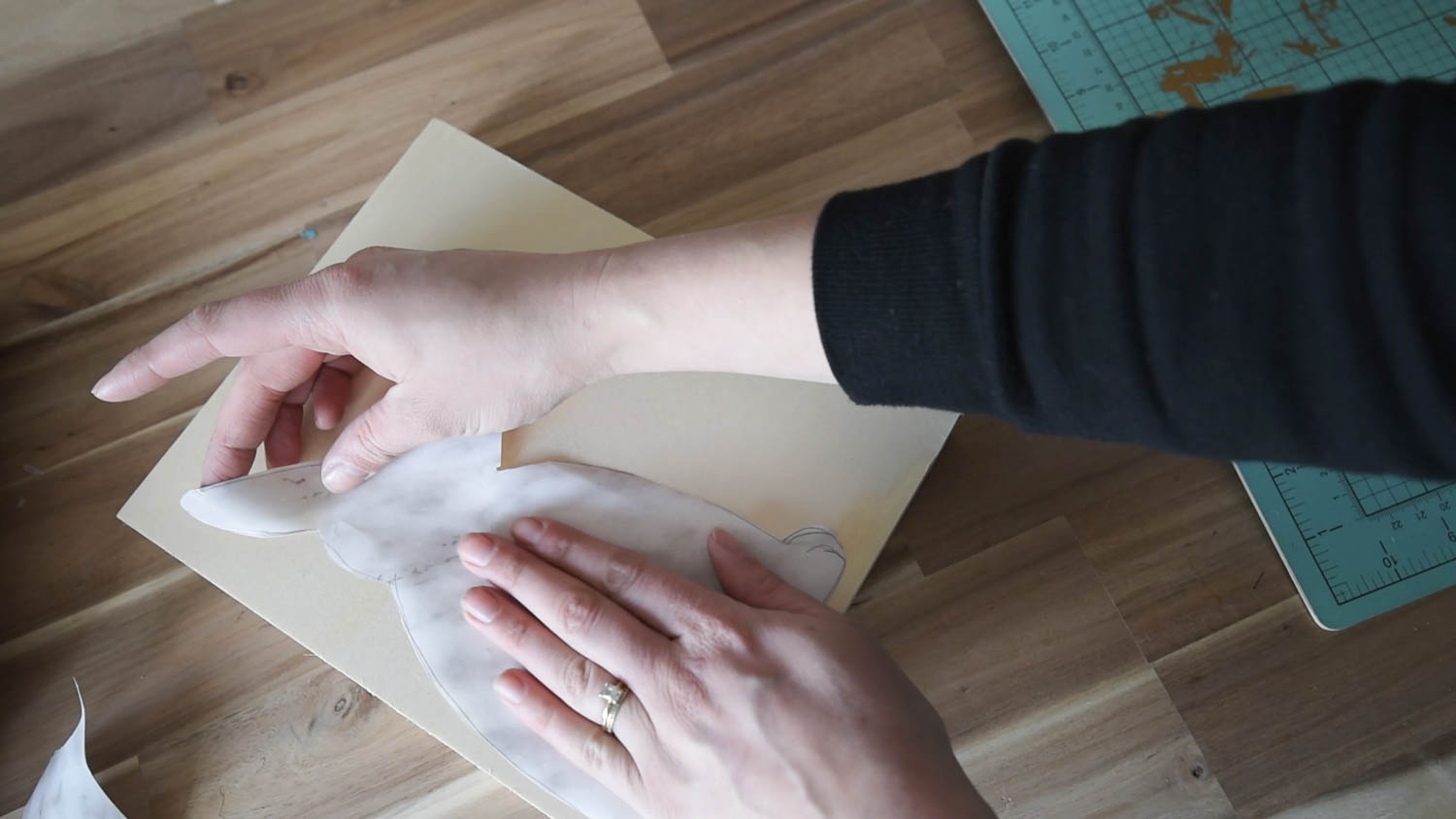 Using dollar store drawer liner as a stencil