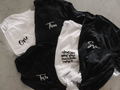 DIY Enneagram shirts with hand lettered designs using the Cricut EasyPress