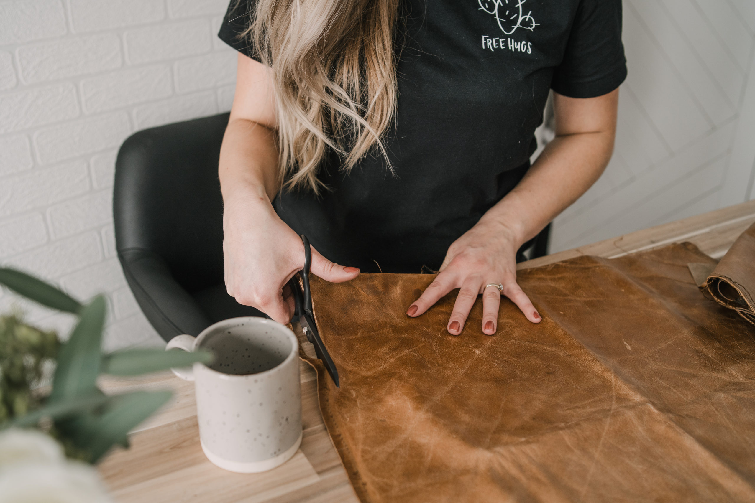 cutting leather