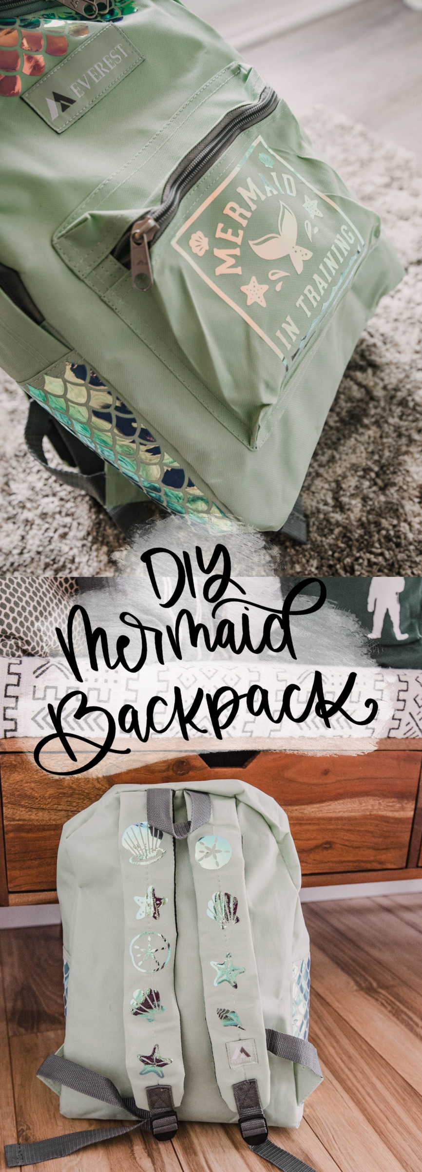 DIY Mermaid Backpack using Holographic Iron On