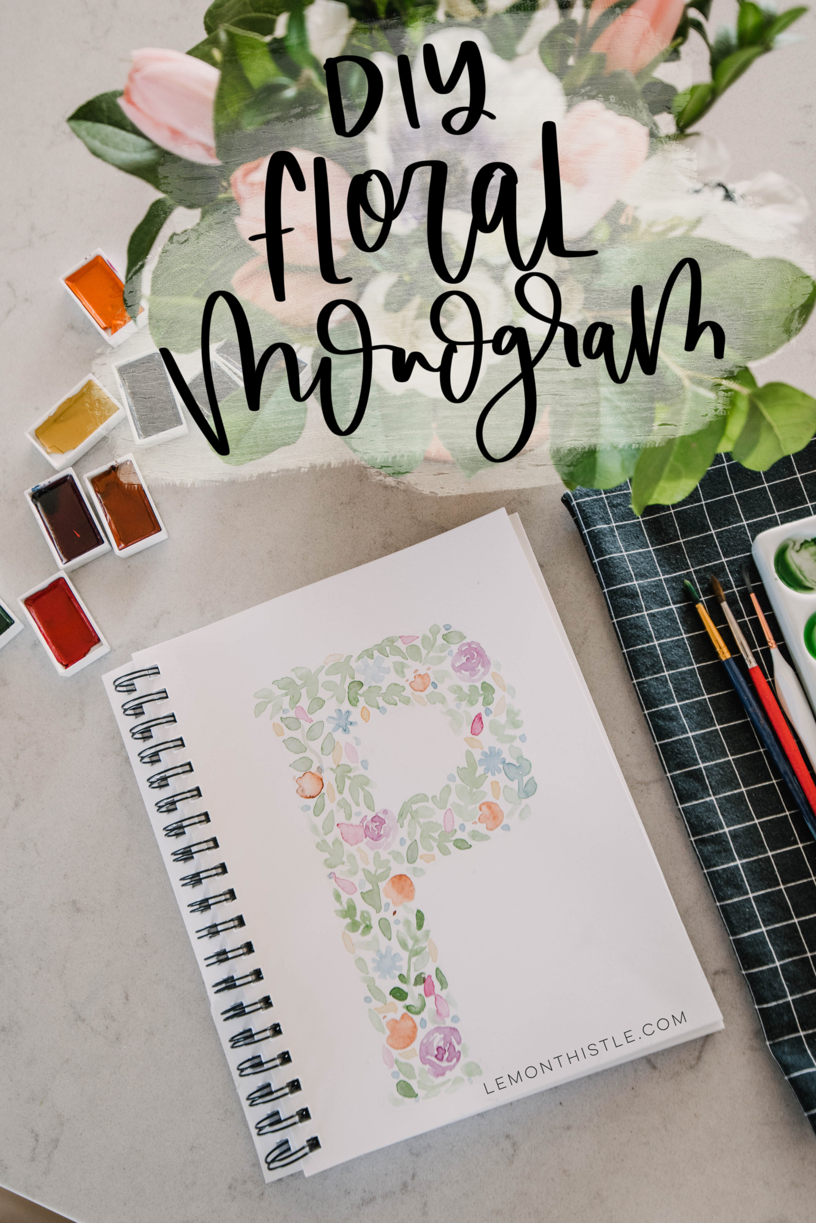 Floral Watercolor Monogram Tutorial