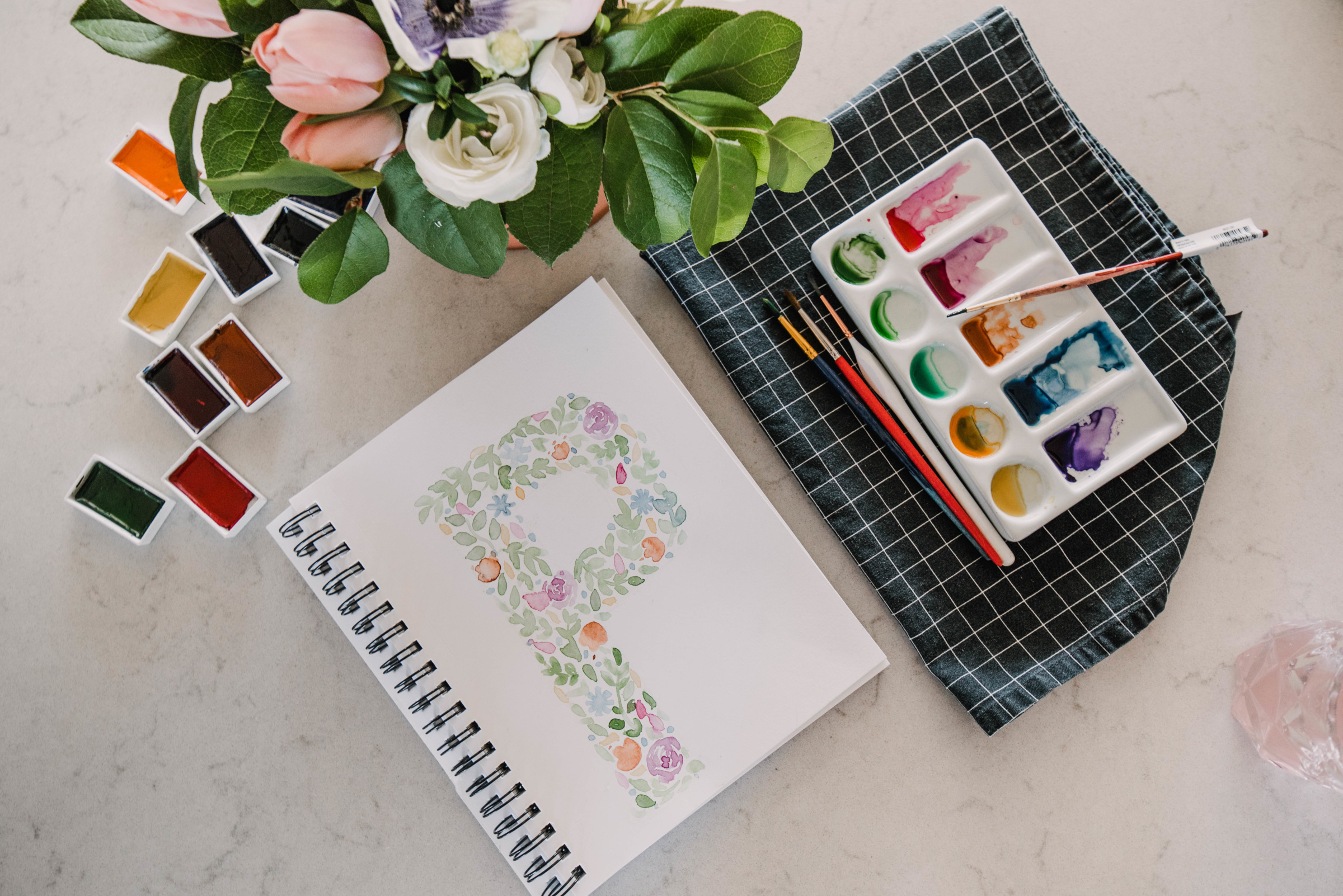 Floral Watercolor Monogram Tutorial
