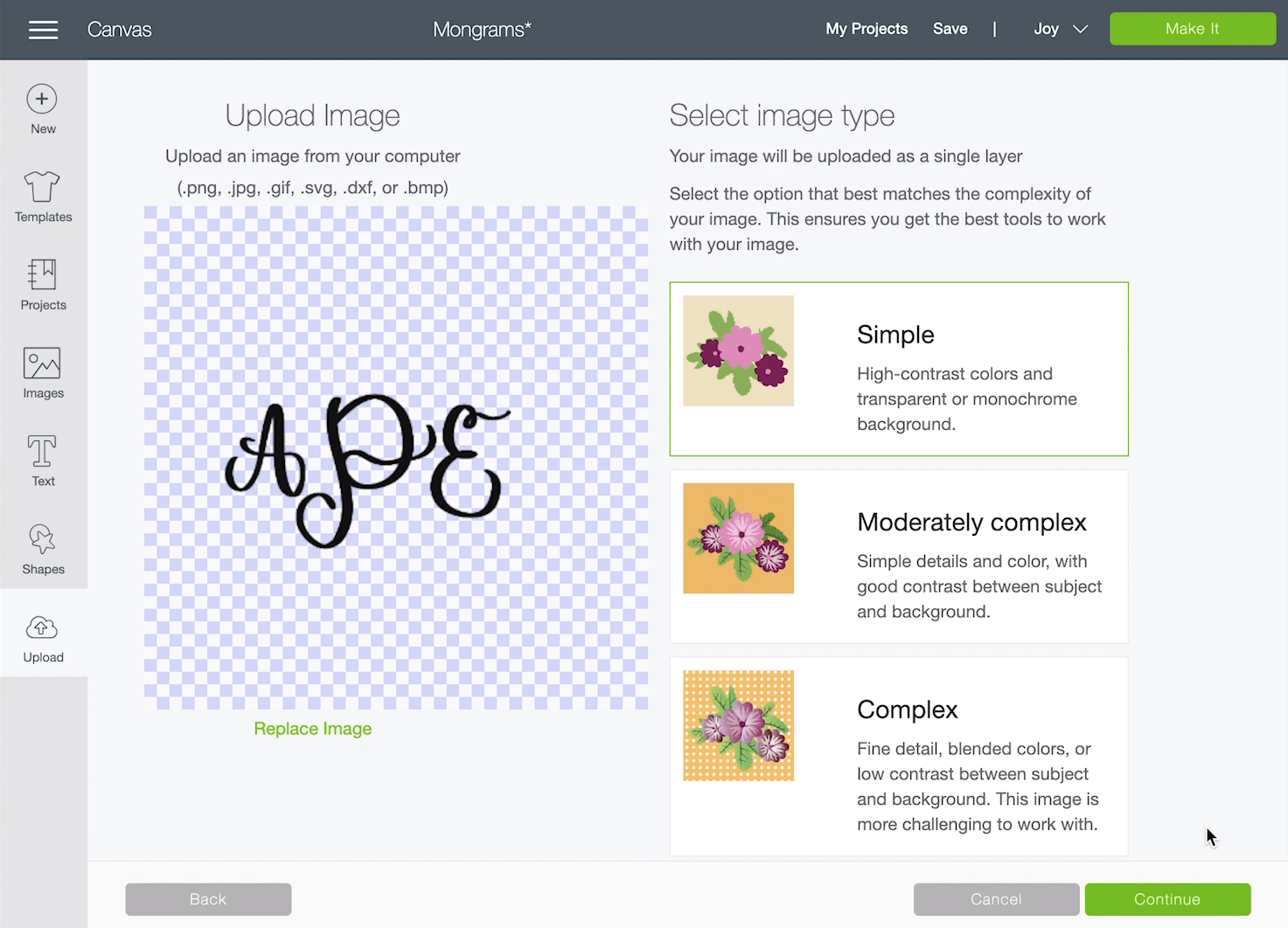 How to upload your own monogram to Cricut Design Space