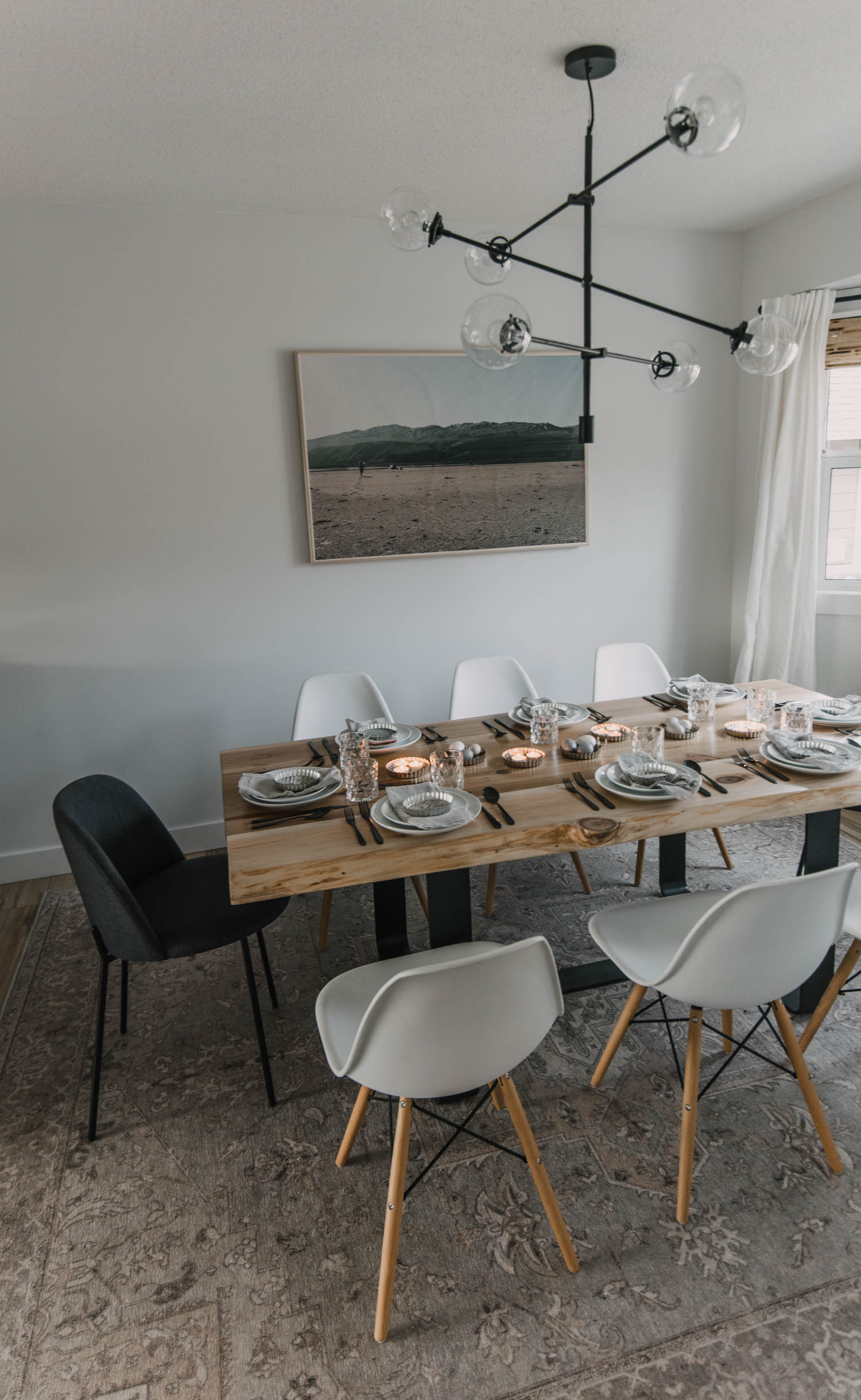 Beautiful dining table set for Easter with casual decor you have at home already