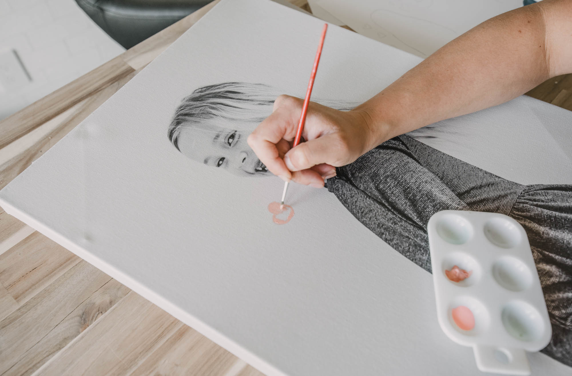 Paint on photo canvases