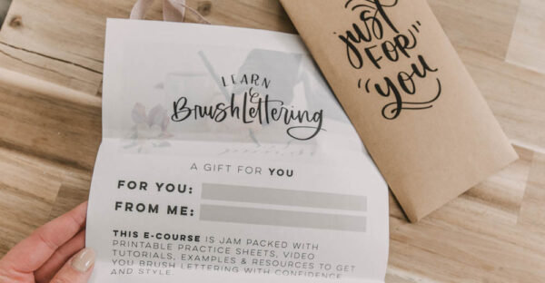 Gift Certificate to Learn Brush Lettering ECourse