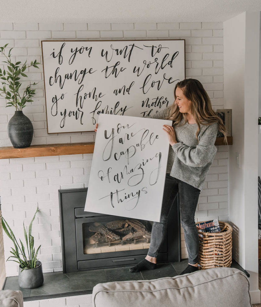 DIY brush lettered canvas