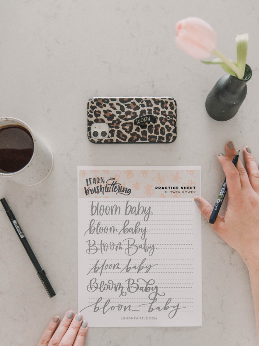 Free Printable Bloom Baby Hand Lettering Practice Sheet