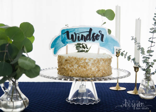 Watercolor Banner Cake Topper